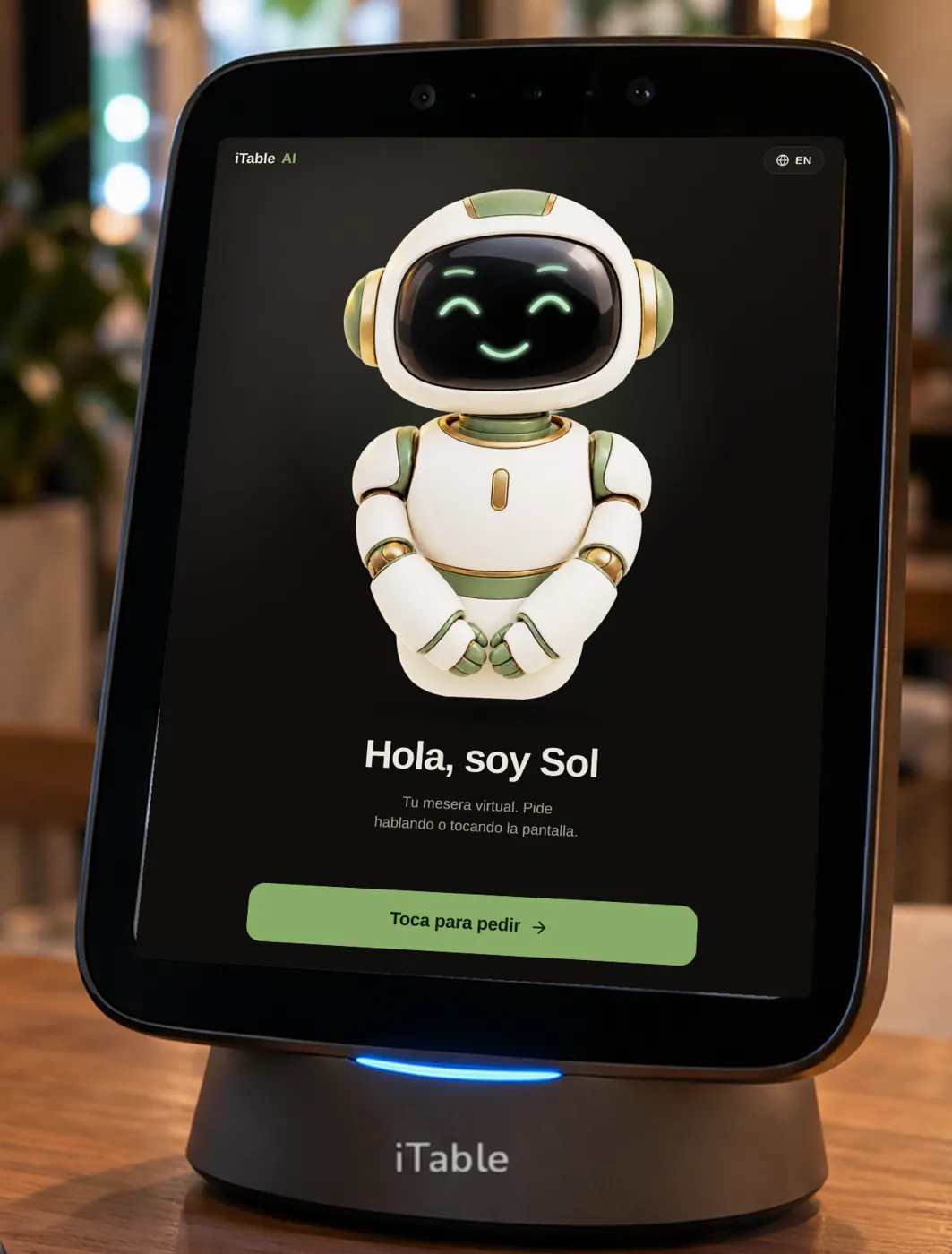 Pantalla real de la tablet de iTable: Pantalla que se paga sola
